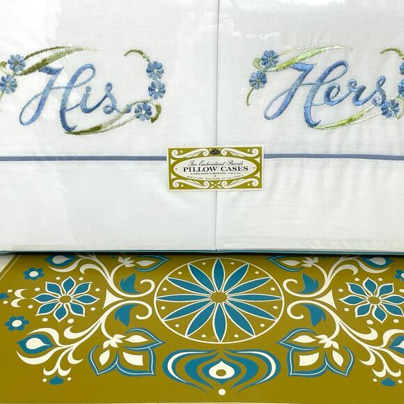 Barth and Dreyfus Vintage Embroidered Percale Pillowcases Original Gift Box - Picture 4 of 11